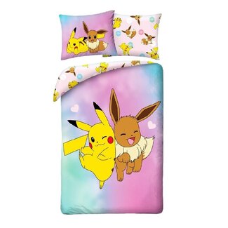 MerchandiseFever Dekbedovertrek Pikachu Eevee - Eenpersoons - 140 x 200 + 70 x 90 cm - Polyester