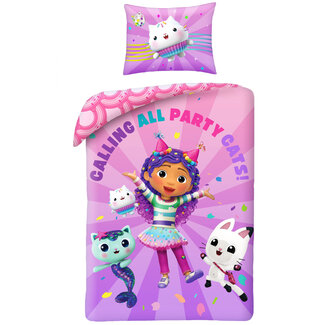 MerchandiseFever Gabby's poppenhuis Dekbedovertrek, Party Cats - Polyester