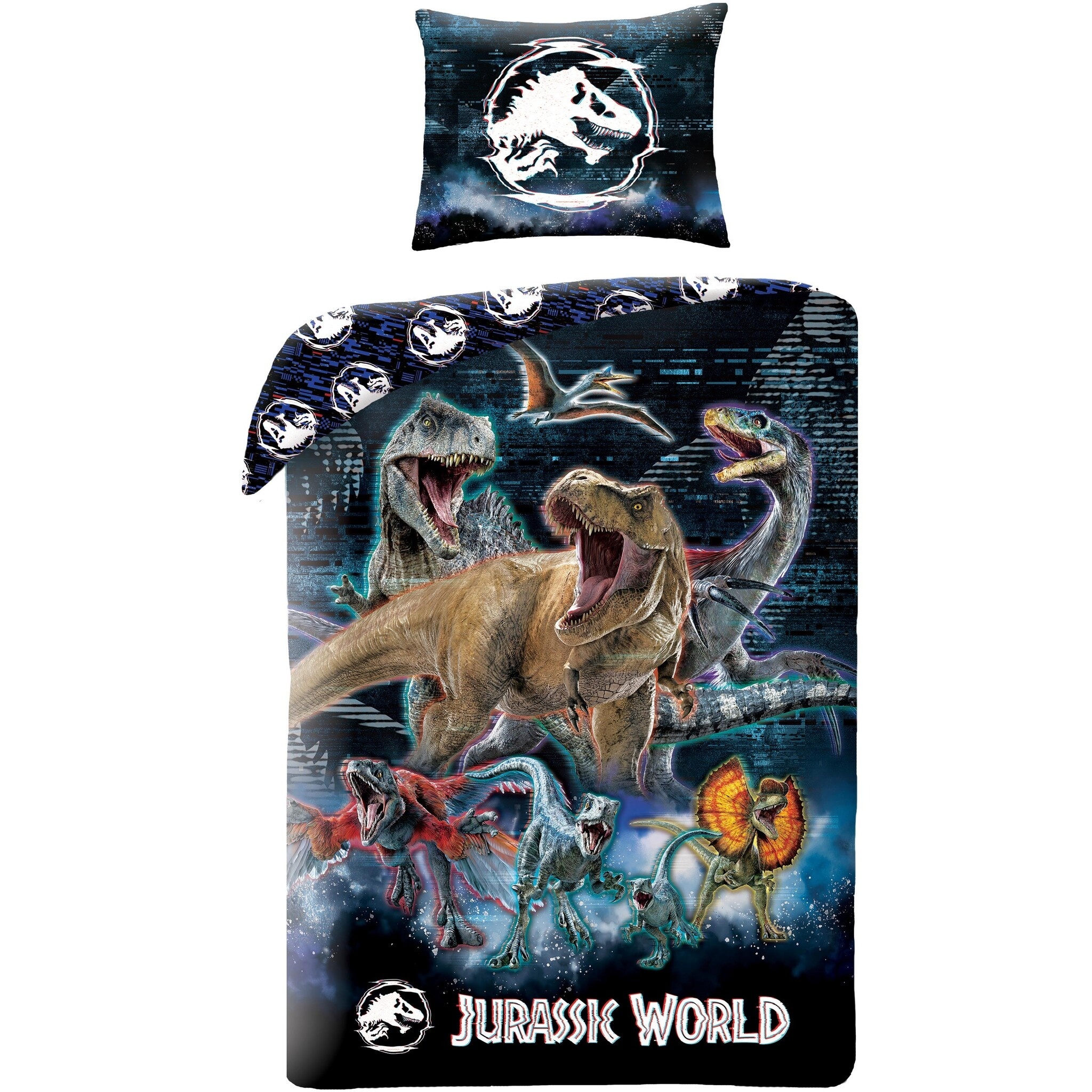 Jurassic World Dekbedovertrek Dino&apos;s 140 x 200 cm - polyester- 70 x 90 cm