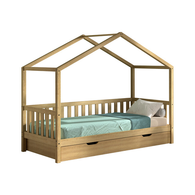 Vipack Huisbed  Cabane Nature 90x200- Massief eiken