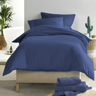 MerchandiseFever Dekbedovertrek Katoen Satijn Olivia - Eenpersoons - 140 x 200/220 cm - Blauw