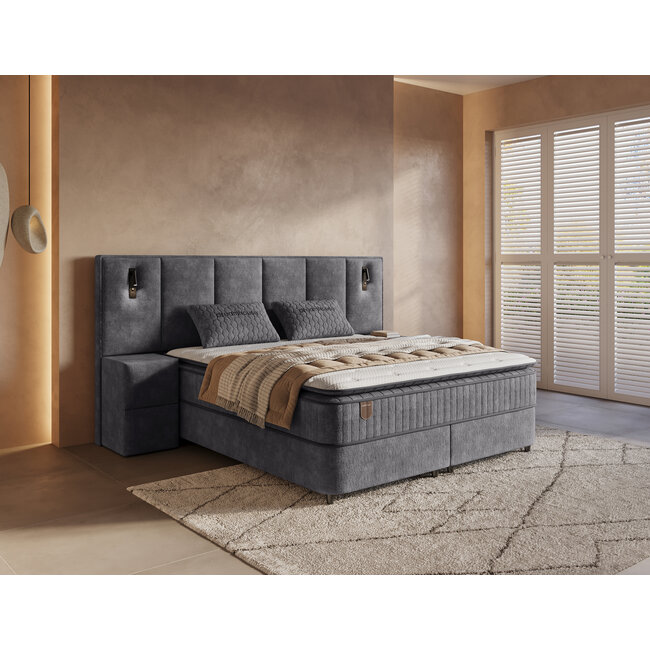 Dreamhouse Opbergboxspring Cresta XL incl. 2 nachtkasten- antraciet
