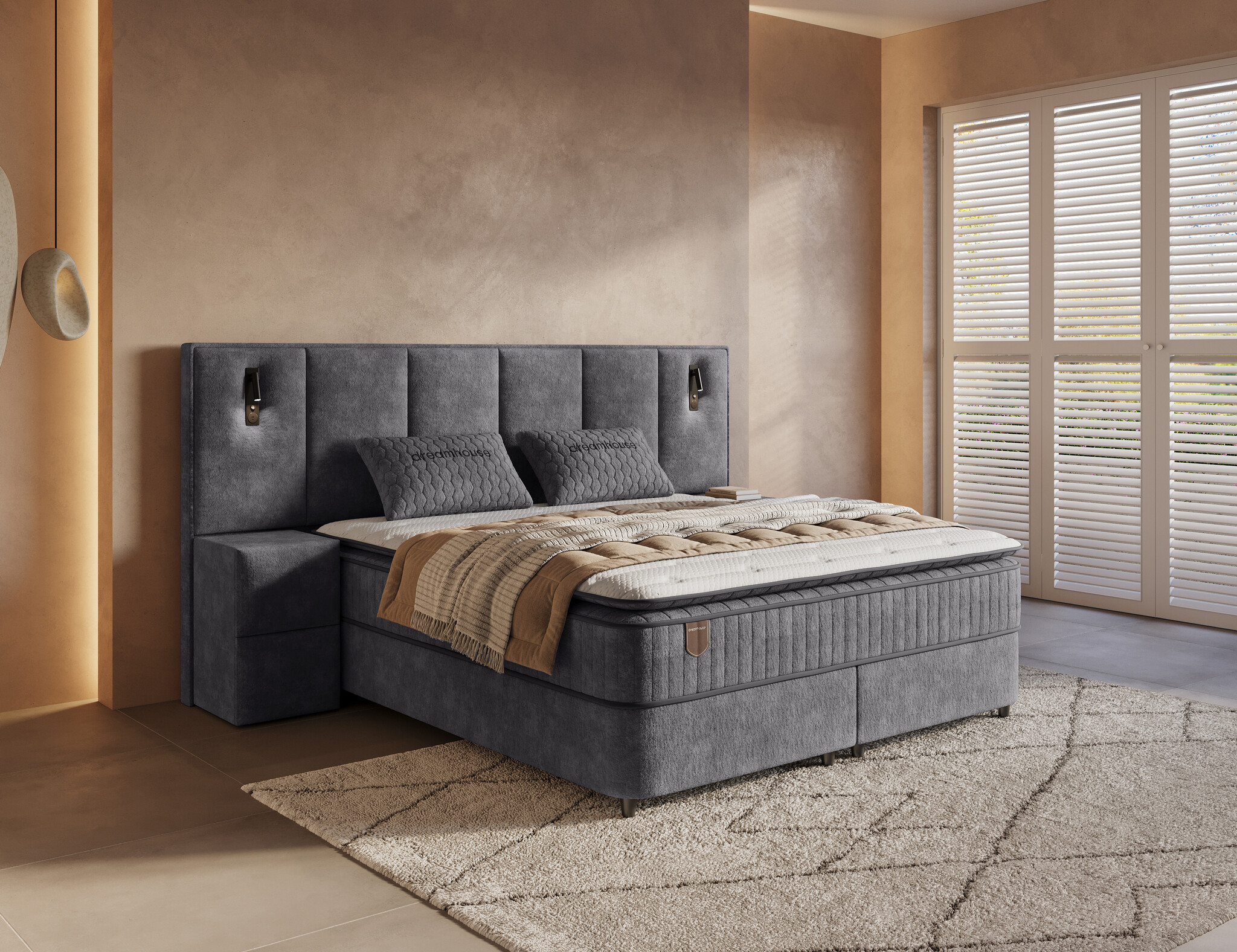 Opbergboxspring Cresta XL incl. 2 nachtkasten- antraciet
