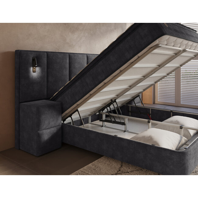 Dreamhouse Opbergboxspring Cresta XL incl. 2 nachtkasten- antraciet