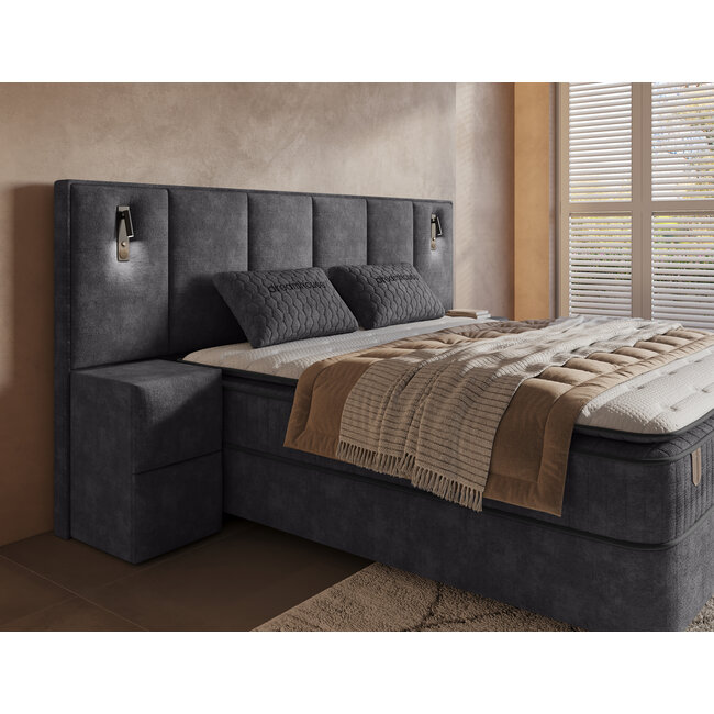 Dreamhouse Opbergboxspring Cresta XL incl. 2 nachtkasten- antraciet