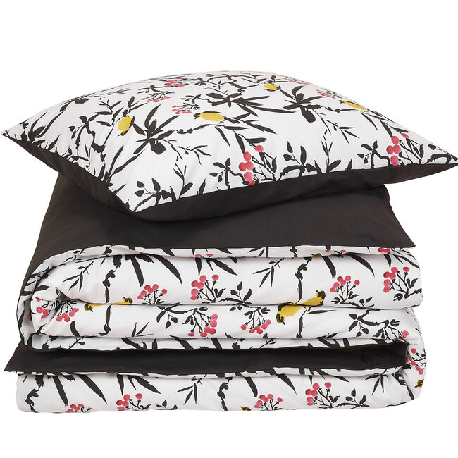 MerchandiseFever De Witte Lietaer Dekbedovertrek Aiko, Black Stroke - Eenpersoons - 140 x 220 cm + 60 x 70 cm - Katoen Percal