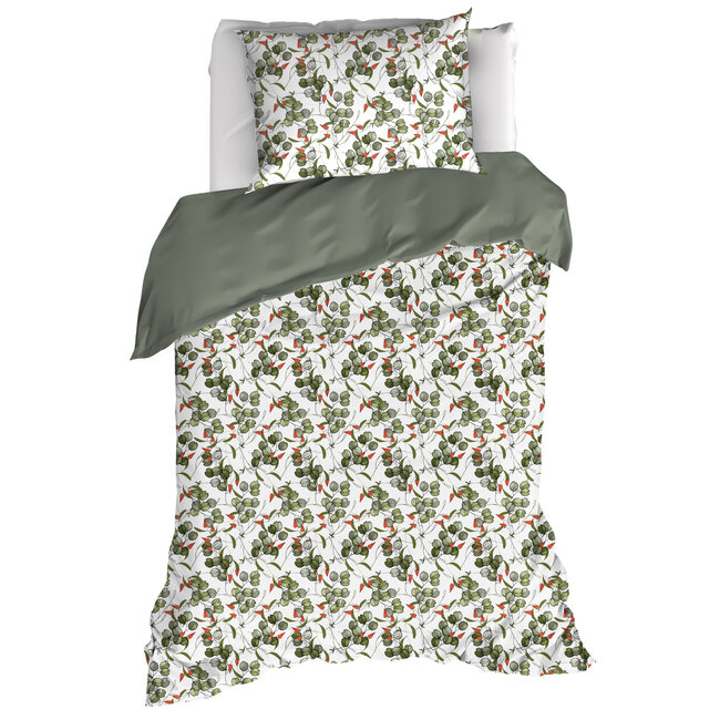 MerchandiseFever De Witte Lietaer Dekbedovertrek Whisper, Douglas Fir - Eenpersoons - 140 x 220 cm + 60 x 70 cm - Katoen Percal