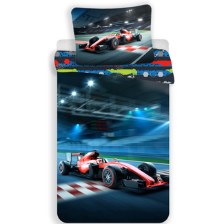 MerchandiseFever Dekbedovertrek Race Auto Finish - Eenpersoons - 140 x 200 cm  - Katoen