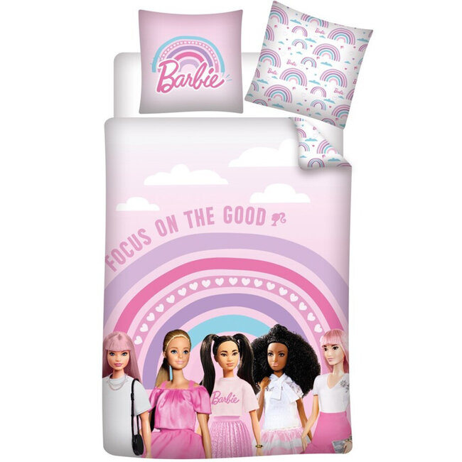 MerchandiseFever Barbie Dekbedovertrek, Focus - Eenpersoons - 140 x 200 + 65 x 65 cm - Katoen