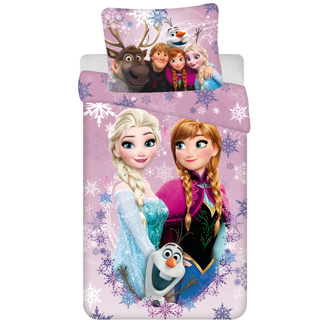 MerchandiseFever Disney Frozen Dekbedovertrek, Anna en Elsa - Eenpersoons - 140 x 200 + 70 x 90 cm  - Katoen