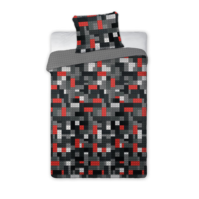 MerchandiseFever Bricks Dekbedovertrek Cool Dark - 140 x 200 cm + 70 x 90 cm - Katoen