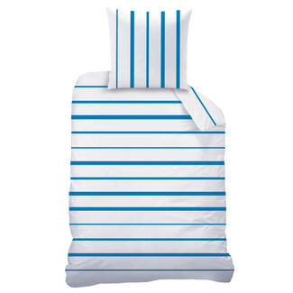 MerchandiseFever Dekbedovertrek Blue Stripes - Eenpersoons - 140  x 200 cm - Katoen