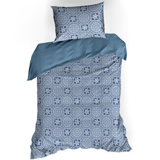 MerchandiseFever Dekbedovertrek Katoen Satijn Henna - Eenpersoons - 140 x 200/220 cm - Blauw