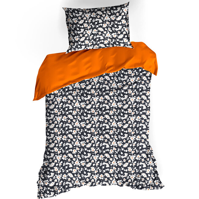 MerchandiseFever De Witte Lietaer Dekbedovertrek Katoen Satijn, Ginger Tiger Blossom Orange - 140 x 200/220 + 60 x 70 cm