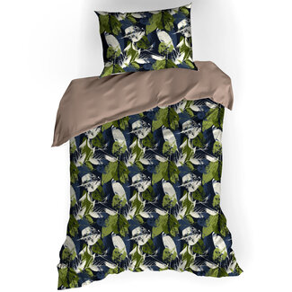MerchandiseFever Dekbedovertrek Katoen Satijn Elm - Eenpersoons - 140 x 200/220 cm - Groen