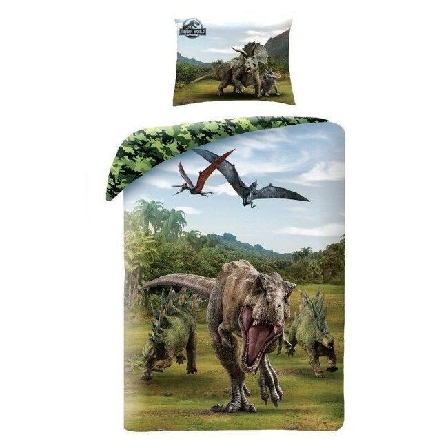 MerchandiseFever Jurassic World Dekbedovertrek, Camo - 140 x 200 + 70 x 90 cm - Katoen
