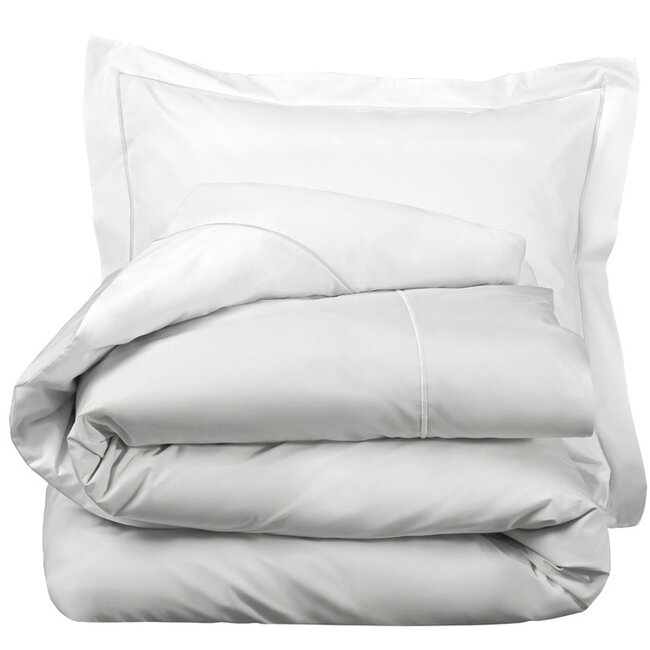 MerchandiseFever De Witte Lietaer Dekbedovertrek Katoen Perkal, Bumblebee White / Silver - 140 x 200 + 60 x 70 cm