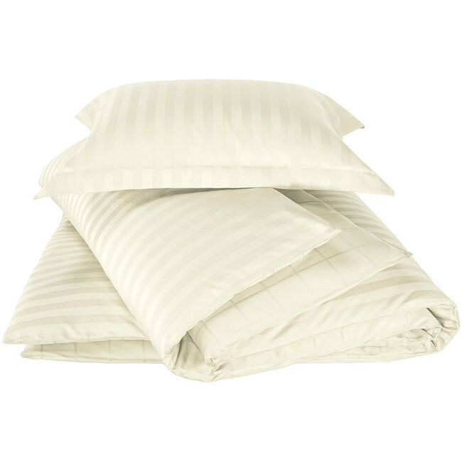 MerchandiseFever De Witte Lietaer Dekbedovertrek Katoen Satijn, Zygo Ivory - 140 x 220 + 60 x 70 cm