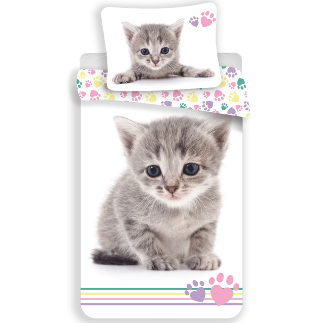 MerchandiseFever Animal Pictures Dekbedovertrek, Kitten - 140 x 200 cm + 70 x 90 cm - Katoen