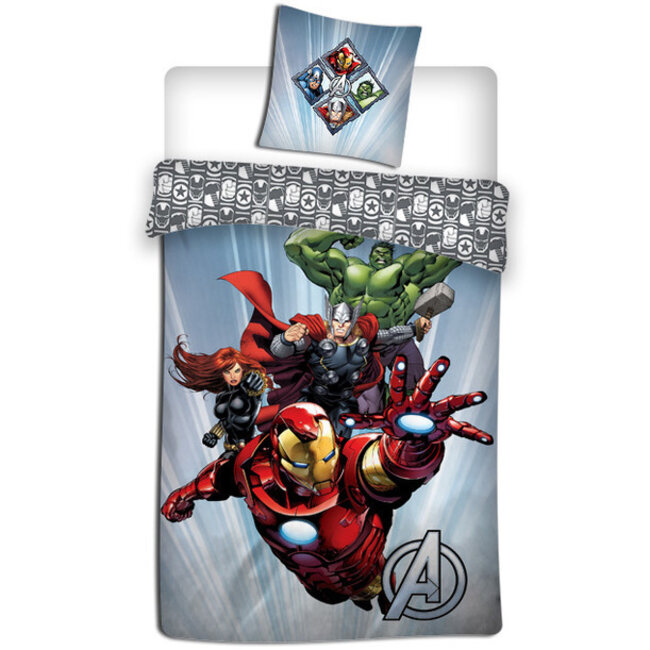 MerchandiseFever Marvel Avengers Dekbedovertrek - 140 x 200 cm + 63 x 63 cm - Polyester