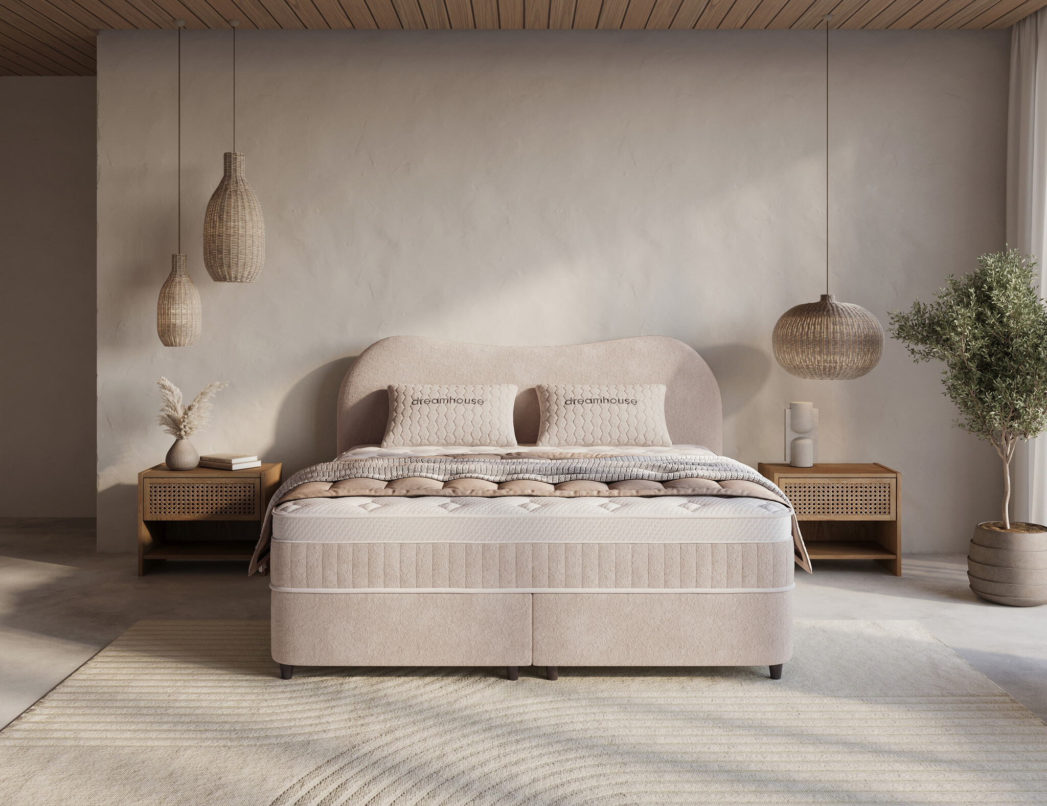 Opbergboxspring Arcus- Beige - 160 x 200 cm
