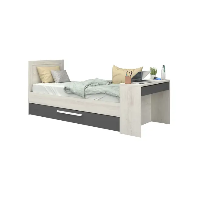 Trasman Kinderbed Shipley- Grijs eiken met antraciet