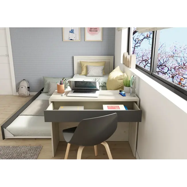 Trasman Kinderbed Shipley- Grijs eiken met antraciet