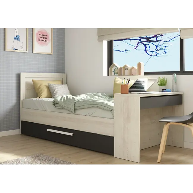 Trasman Kinderbed Shipley- Grijs eiken met antraciet