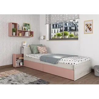 Trasman Kinderbed Jazz 90x200 cm met lades- Oudroze/Witgrenen