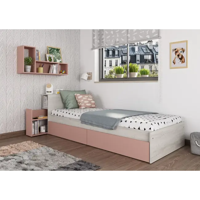 Trasman Kinderbed Jazz 90x200 cm met lades- Oudroze/Witgrenen