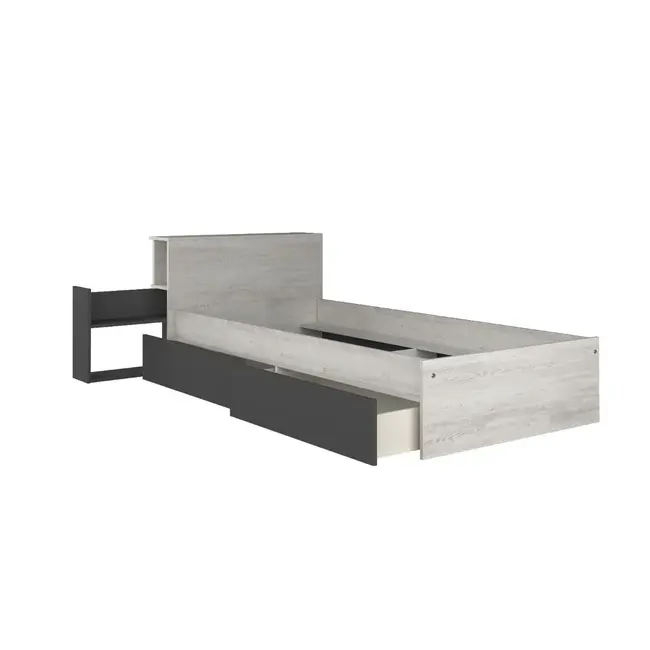 Trasman Kinderbed Jazz 90x200 cm met lades- Antraciet/Witgrenen