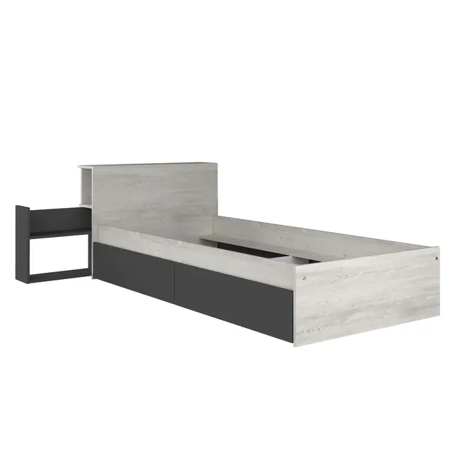 Trasman Kinderbed Jazz 90x200 cm met lades- Antraciet/Witgrenen