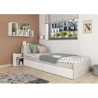 Trasman Kinderbed Jazz 90x200 cm met lades- Wit/Witgrenen