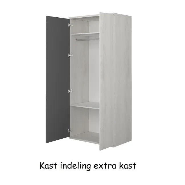 Trasman Kinderbed Jazz 90x200 cm met lades- Antraciet/Witgrenen