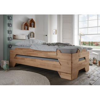 INFANSKIDS Stapelbed BeukenBlok 90x200 cm- Massief houten kernbeuken
