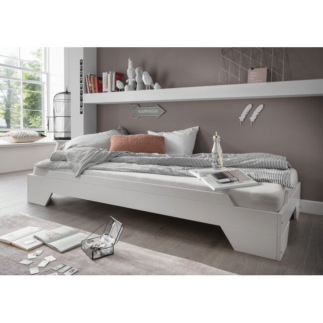 INFANSKIDS Stapelbed BeukenBlok 90x200 cm- Massief houten wit