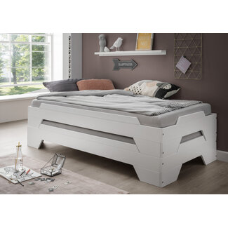 INFANSKIDS Stapelbed BeukenBlok 90x200 cm- Massief houten wit