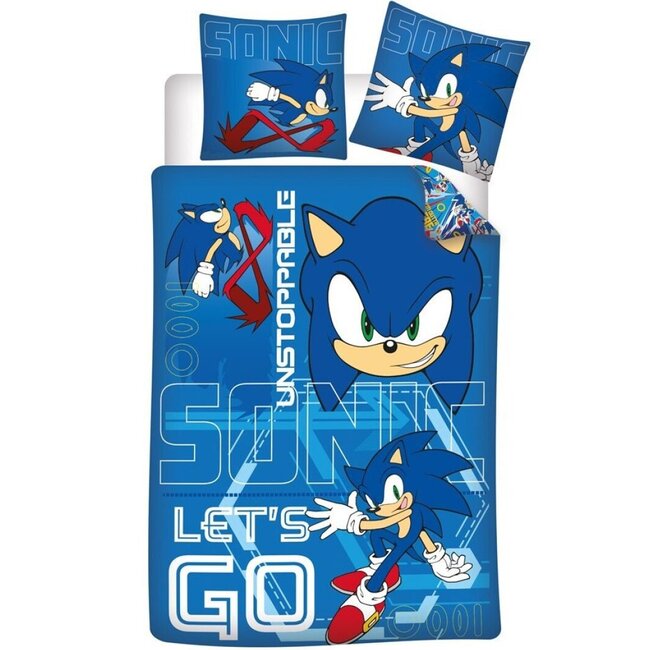 MerchandiseFever Sonic the Hedgehog Dekbedovertrek Unstoppable - 140 x 200 cm / 65 x 65 cm - Polykatoen