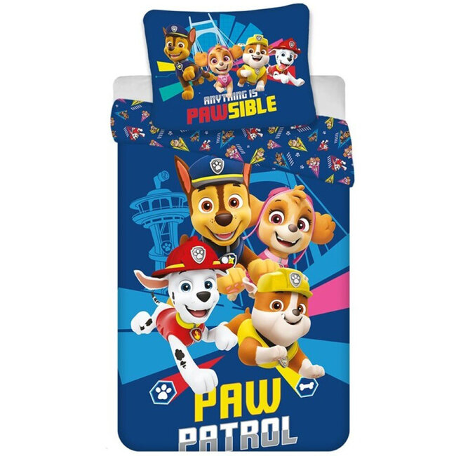 MerchandiseFever Paw Patrol dekbedovertrek, Pawsible - Eenpersoons - 140 x 200 cm / 65 x 65 cm - Polycotton