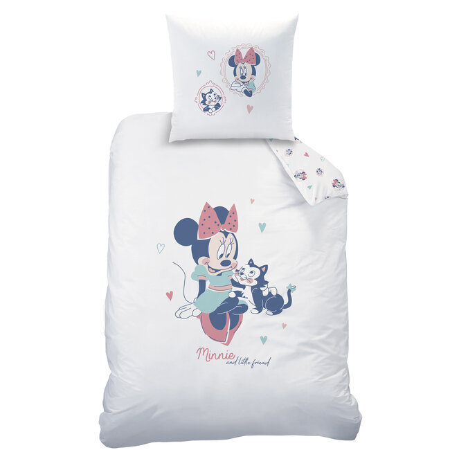 MerchandiseFever Disney Minnie Mouse Dekbedovertrek, Little Friend - 140 x 200 cm + 63 x 63 cm - Katoen