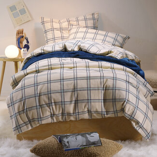 MerchandiseFever Dekbedovertrek Lipido Cream - Eenpersoons - 140 x 220 cm - Katoen Flanel