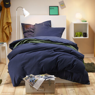 MerchandiseFever Dekbedovertrek Freya Evening Blue - Eenpersoons - 140 x 220 cm - Katoen Flanel