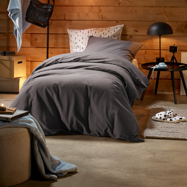 MerchandiseFever De Witte Lietaer Dekbedovertrek, Laura Ebony - 140 x 220 cm + 60 x 70 cm - 100% Katoen Flanel