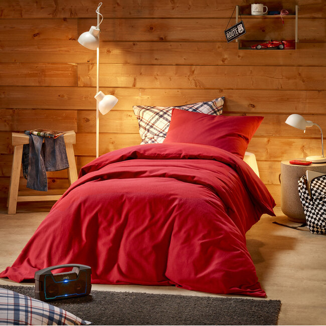 MerchandiseFever De Witte Lietaer Dekbedovertrek, Laura Burgundy - 140 x 220 cm + 60 x 70 cm - 100% Katoen Flanel