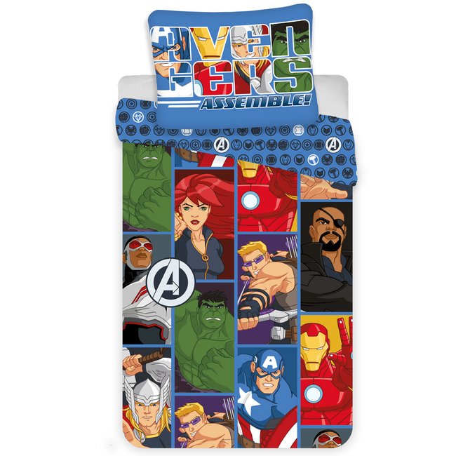 MerchandiseFever Marvel Avengers Dekbedovertrek Cartoon - 140 x 200 cm + 70 x 90 cm - Polyester