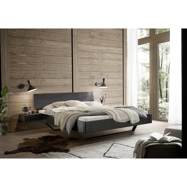 TPT Möbel Industrieel Ravenna Black bed- Massief zwart eiken