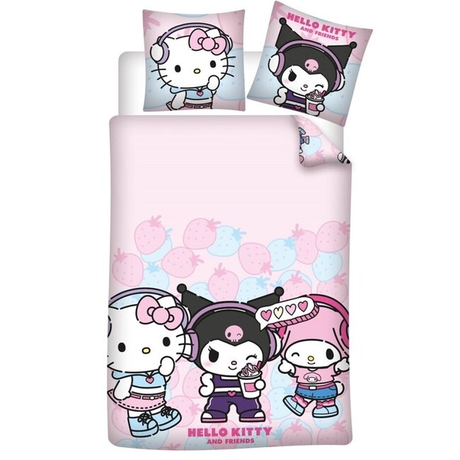 MerchandiseFever Sanrio Dekbedovertrek Friends - 140 x 200 + 65 x 65 cm - Polykatoen