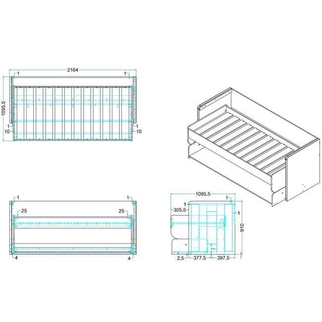 Vipack Bureaubed Denver - Wit - 90x200