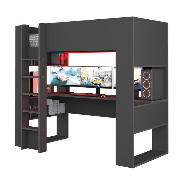 Trasman Hoogslaper The Cube Gamingbed - Antraciet