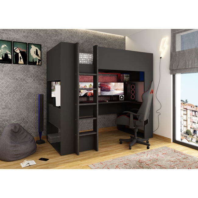 Trasman Hoogslaper The Cube Gamingbed - Antraciet